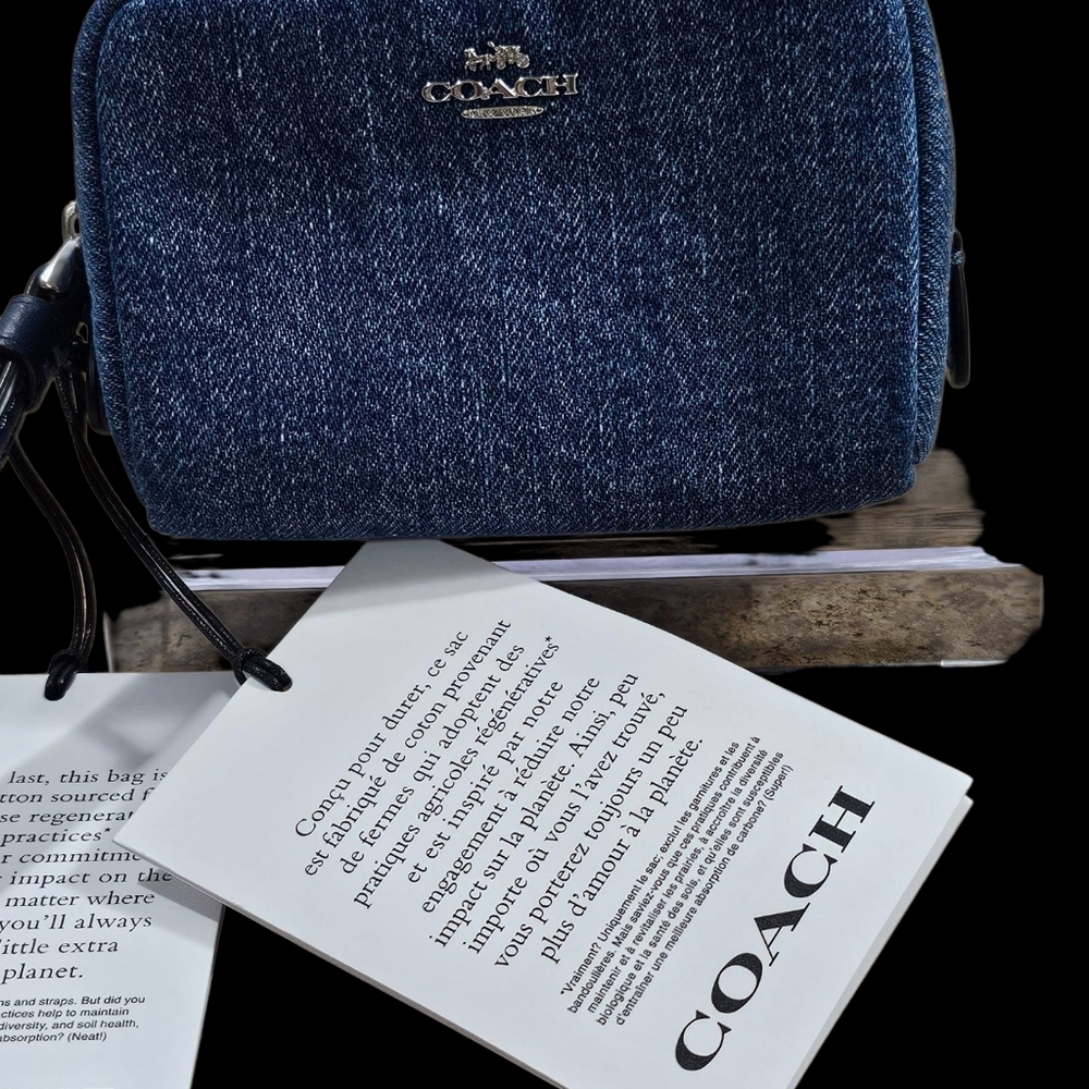 COACH Denim Blue Pouch Wristlet NWT - Picture 8 of 12